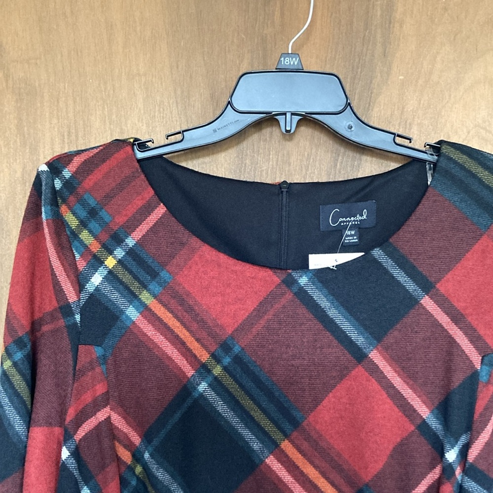 Connected dress plaid print w pockets some stretch casual office 18W - Picture 4 of 17